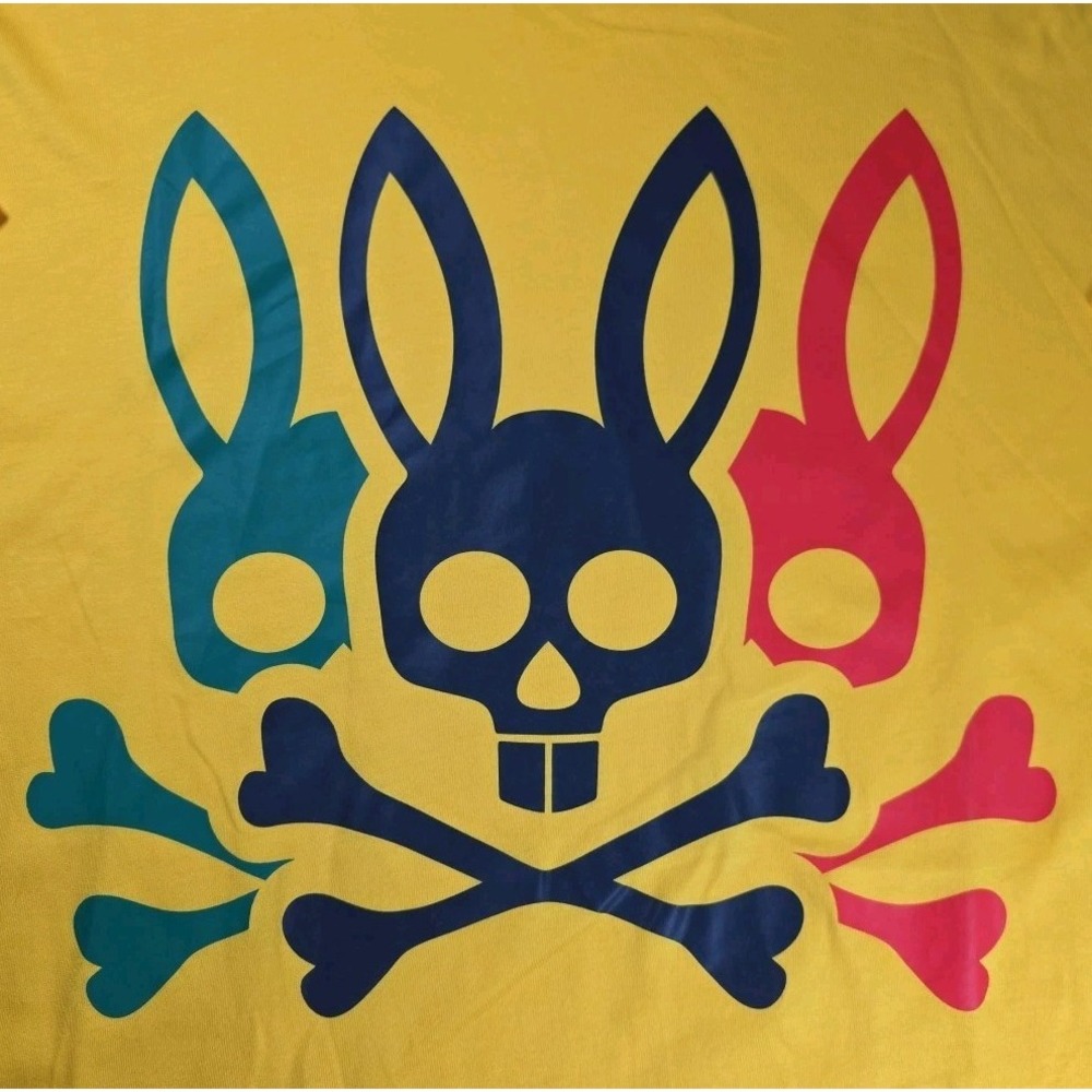 NEW Psycho Bunny CREW NECK T-Shirt Mens 6XL YEllow Graphic Logo Pima Cotton NEW